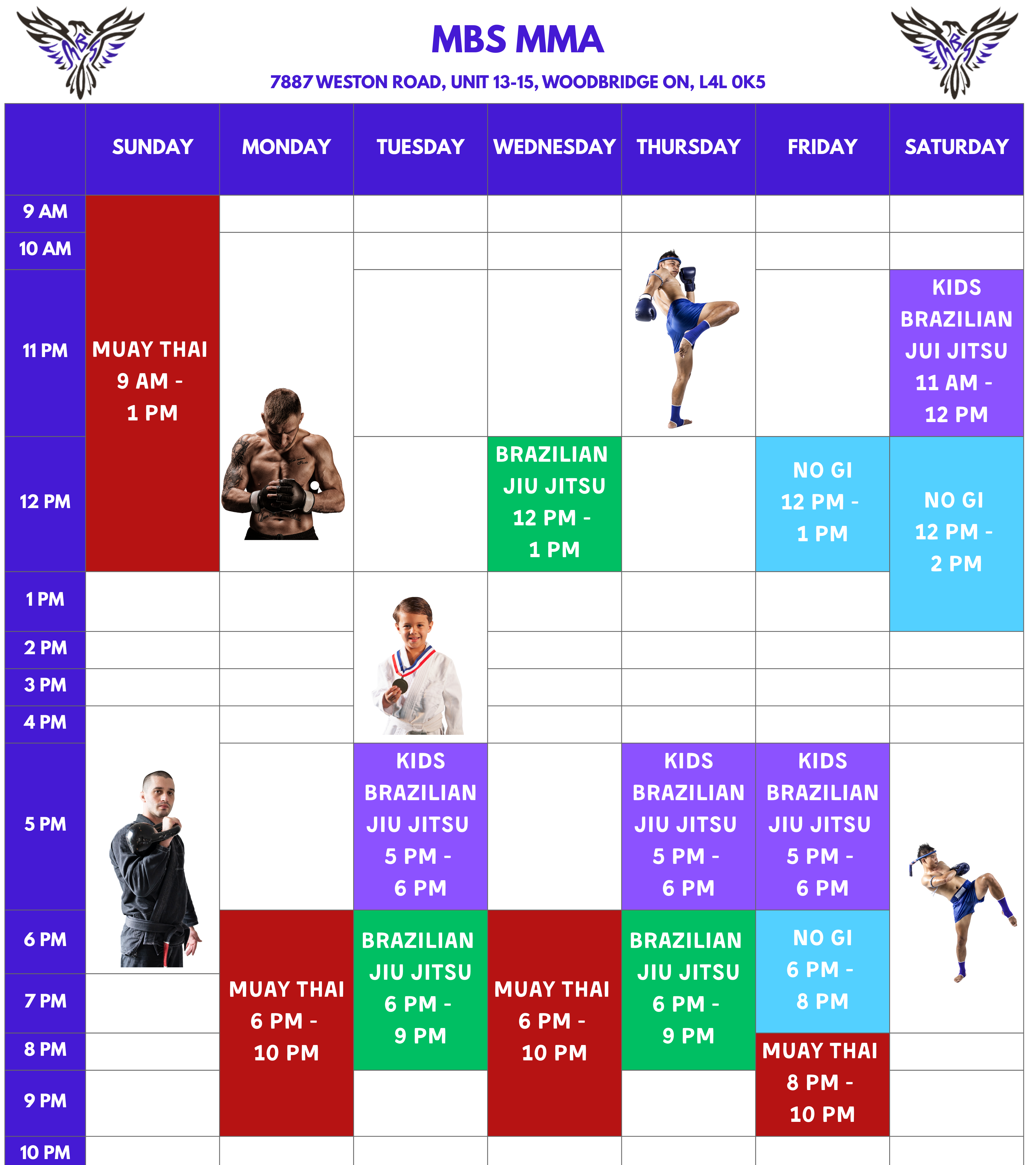 MBS MMA SCHEDULE